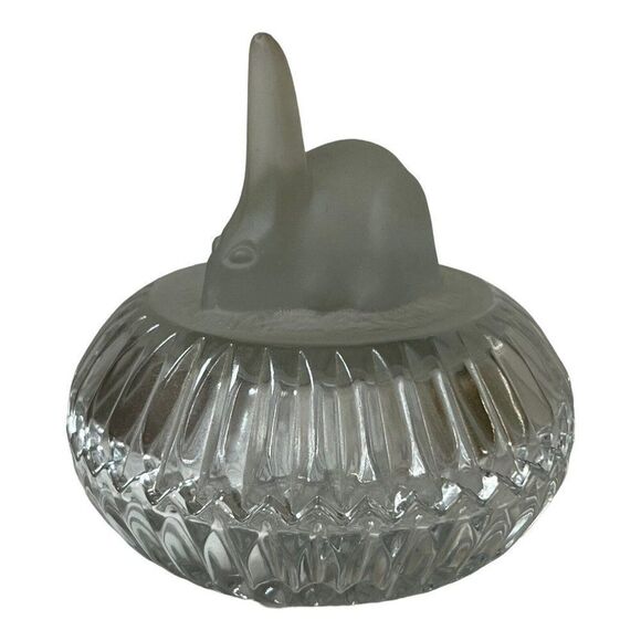 Vintage Fostoria Glass Vanity Trinket Dish Frosted Glass Bunny Rabbit Lid Easter - Picture 1 of 7